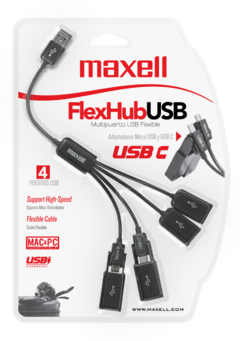HUB 4 Puertos USB MAXELL Flexible - USB-FlexC
