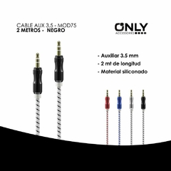 Cable auxiliar 3,5mm a 3,5mm only colores