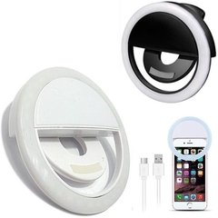 Aro de luz led recargable adaptable para selfie o fotografia frontal 3  niveles de luz incluye cable de carga