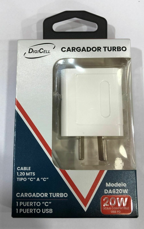 Cargador Rápido para iPhone o Apple de 20W tipo C cable Lightning IMPORTADO