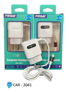 Cargador INOVA CAR-2041 - 2 USB + Cable Micro USB 3.1A