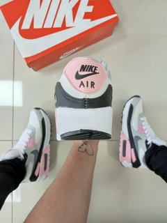 Nike Air Max 90 Branco Cinza Rosa Tenis Mogi