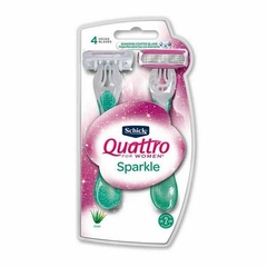SCHICK Máquina de afeitar QUATTRO SPARKLE Woman x 2un