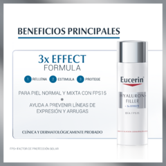 Eucerin Hyaluron-Filler+3x Effect Dia Piel Normal a Mixta FPS15+ 50ml - Farmacia Cuyo