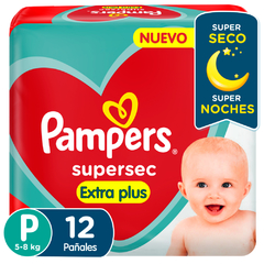 PAMPERS Pañales SUPERSEC PLUS P x 12uns