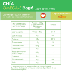 Bagó Chia OMEGA3 1000mg Cápsulas Blandas 60unidades - Farmacia Cuyo