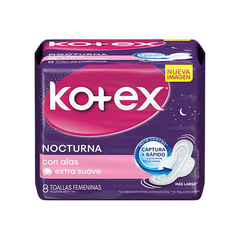 Kotex Toallitas Femeninas Nocturnas c/alas 8uns