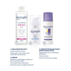 Dermaglos Kit Facial Agua Micelar + Serum + Protector Solar - comprar online
