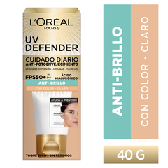 L'Oréal Paris Crema Anti Brillo FPS50+ Uv Defender 3 Tonos 40g - Farmacia Cuyo