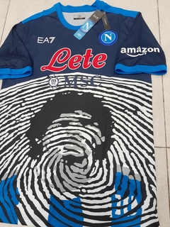 Camiseta SS Napoli Azul 2021 2022 Homenaje Maradona Huellas - comprar online