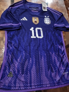 Camiseta adidas Argentina HeatRdy Suplente Violeta Messi 10 2022 2023 Parche Campeon Match en internet