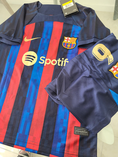 Kit Niño Camiseta + Short Nike Barcelona Lewandowski #9 Titular 2022 2023 en internet