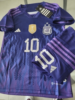 Kit Niño Camiseta + Short Argentina 3 Estrellas Suplente Violeta Messi #10 2022 2023 - comprar online