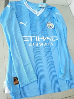 Camiseta Puma Manchester City Manga Larga Titular Julian Alvarez 19 2023 2024 Match - Roda Indumentaria