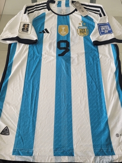 Camiseta adidas Argentina HeatRdy Titular Parche Campeon Julian Alvarez 9 2022 2023 3 Estrellas + Eliminatorias