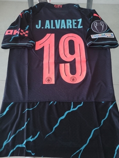 Camiseta Puma Authentic Manchester City Negra Julian Alvarez 19 2023 2024 Match