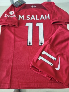 Kit Niño Camiseta + Short Liverpool Titular M. Salah #11 2022 2023