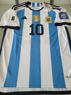 Camiseta adidas Argentina Titular Messi 10 2022 2023 3 Estrellas Parche Campeon Qatar + Eliminatorias