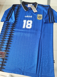 Camiseta Adidas Argentina Retro Suplente Azul 1994 1995 #18 Scaloni en internet