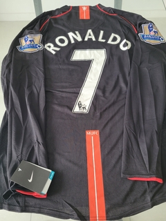 Camiseta Nike Retro Manchester United Negra Manga Larga Cristiano Ronaldo 7 2008