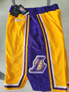 Short Basquet Los Angeles Lakers Amarillo Con Bolsillos Nba en internet