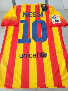 Camiseta Nike Barcelona Retro Suplente Amarilla Messi #10 2013 2014 La Liga