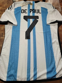 Camiseta adidas Argentina HeatRdy Titular De Paul 7 2022 2023 Parche Campeon Match - Roda Indumentaria