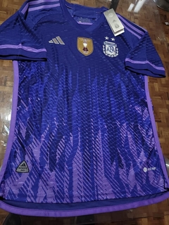 Camiseta adidas Argentina HeatRdy Suplente Violeta 2022 2023 Parche Campeon en internet