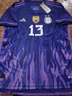 Camiseta adidas Argentina HeatRdy Suplente Violeta Cristian Cuti Romero 13 2022 2023 Parche Campeon Match