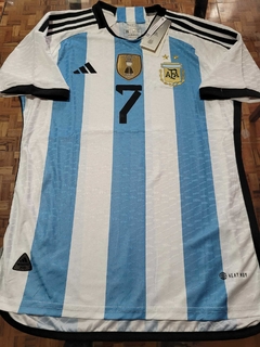 Camiseta adidas Argentina HeatRdy Titular De Paul 7 2022 2023 Parche Campeon Match