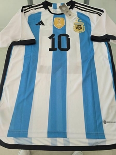 Camiseta adidas Argentina Titular Messi 10 2022 2023 3 Estrellas Parche Campeon Qatar