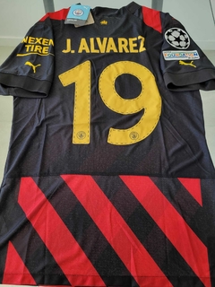 Camiseta Puma Manchester City Authentic Suplente Negra Julian Alvarez 19 2022 2023 UCL Match