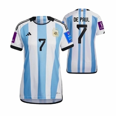 Camiseta adidas Argentina Titular De Paul 7 2022 2023 Parches Qatar