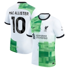 Camiseta Nike Liverpool Suplente Blanca y Verde Mac Allister 10 2023 2024