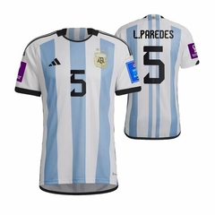 Camiseta adidas Argentina Titular Paredes 5 2022 2023 Parches Qatar