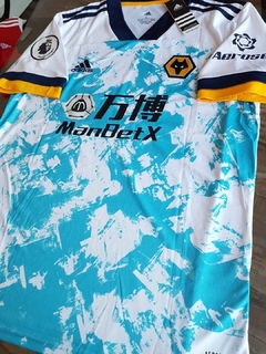 Camiseta adidas Wolverhampton Suplente Blanca Adama Traore #37 2020 2021 Parche Premier League - Roda Indumentaria