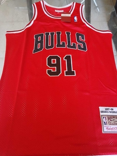 Musculosa Basquet Chicago Bulls Retro MATCH Roja Rodman 1997 1998 #91