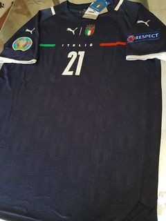 Camiseta Puma Italia Azul Arquero Donnarumma #21 2021 Parches Euro 2020 - comprar online