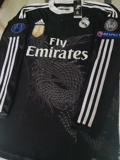 Camiseta adidas Real Madrid Manga Larga Retro Negra (Dragon) Ronaldo 7 2014 2015 Parches en internet