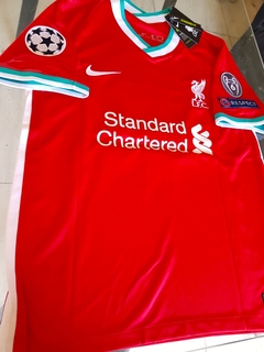 Camiseta Nike Liverpool Titular Mane #10 2020 2021 Parches Champions UCL - Roda Indumentaria