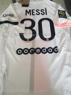Camiseta Nike PSG Vaporknit Suplente Blanca Messi 30 2021 2022 Match Parches Ligue 1