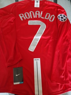 Camiseta Nike Manchester United Retro Manga Larga Titular 2008 Ronaldo 7 UCL Final