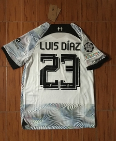 Camiseta Nike Liverpool Suplente Blanca Luis Diaz 23 2022 2023