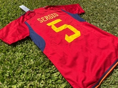 Camiseta Adidas España Titular Sergio Busquets 5 2022 2023 Qatar