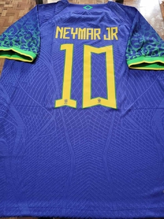 Camiseta Nike Brasil Vaporknit Suplente Azul Neymar 10 2022 2023 Qatar Match