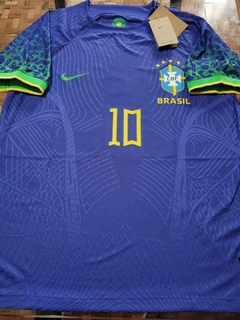 Camiseta Nike Brasil Vaporknit Suplente Azul Neymar 10 2022 2023 Qatar Match - Roda Indumentaria