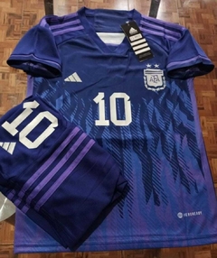 Kit Niño Camiseta + Short Argentina Suplente Violeta Messi #10 2022 en internet