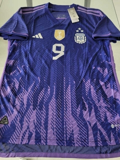 Camiseta adidas Argentina HeatRdy Suplente Violeta Parche Campeon Julian Alvarez 9 2022 2023 3 Estrellas