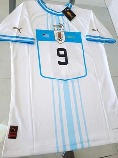 Camiseta Puma Uruguay Authentic Suplente Blanca Suarez 9 2022 2023 Qatar Match en internet