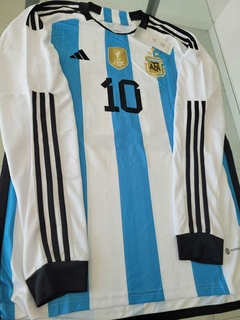 Camiseta adidas Argentina 3 Estrellas Manga Larga Titular Messi #10 2023 en internet